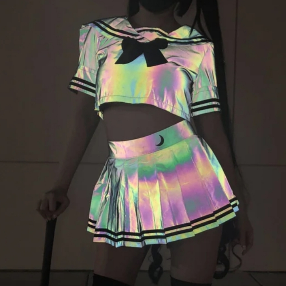 MOEFLAVOR ♡ Reflective Moon Japanese Sailor Uniform Skirt